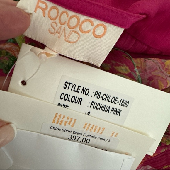 Rococo Sand Chloe fuchsia short floral flower dress NWT RETAIL $397 size small - Picture 10 of 16